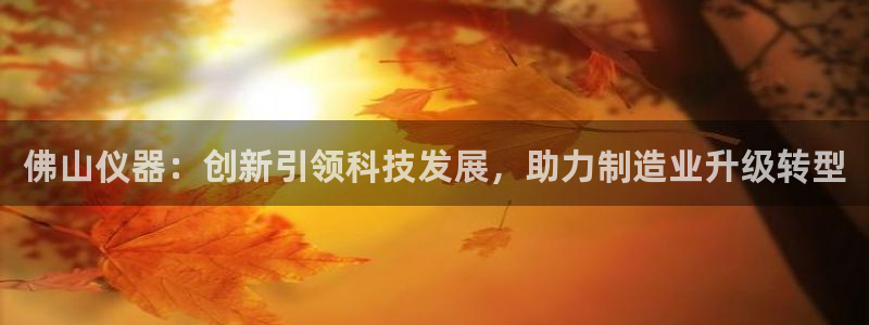 恒行2蒋74OOO5：佛山仪器：创新引领科技发展，助力制造业